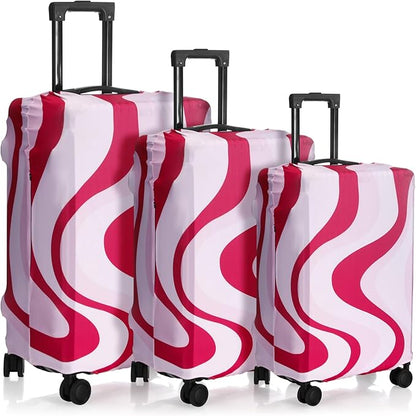 Sherr 3 Pieces Travel Luggage Cover Suitcase Protector Anti Scratch Suitcase Washable Baggage Covers (S/medium/l,Pink Theme,Pink)
