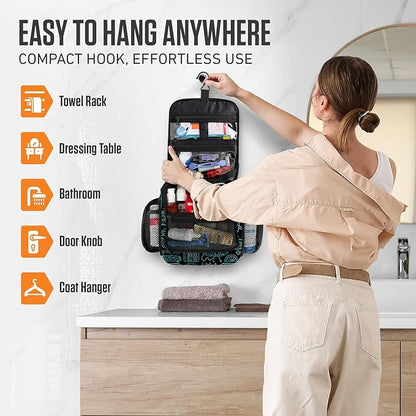 VENTURE 4TH Hanging Travel Toiletry Bag for Women & Men - Travel Organizer with Expandable Compartments & Removable Clear Pouch for Toiletries (Surfing Vibes)