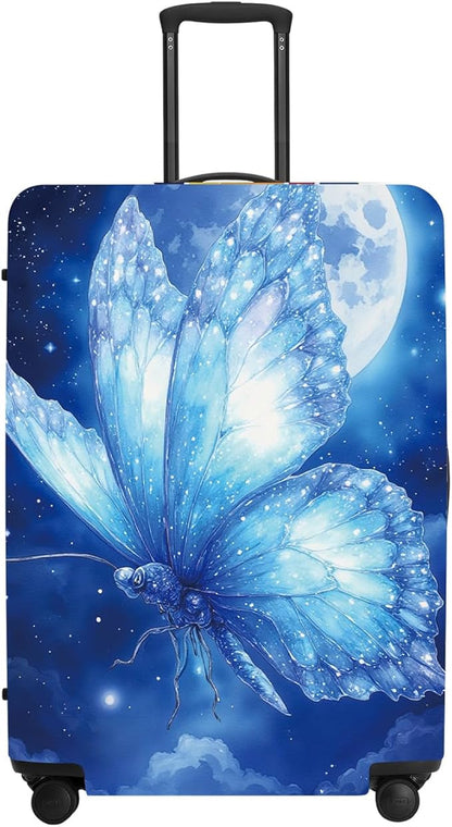 Mystical Moonlight Butterfly Suitcase Cover, Luggage Protector Elastic Fit 18-32 Inch Bags, Unique Gifts for Fantasy Fans