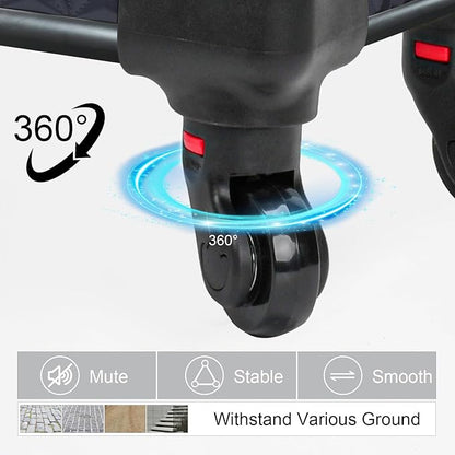 TOPACK Rolling Makeup Train Case,360°Rotaing Wheel Aluminum Cosmetic Case with Trolley 4-Tray for Tattoo/Barber/Nail Tech Travel Cart Organizer 13.1 * 9.8 * 18.3in BLACK (BLACK)