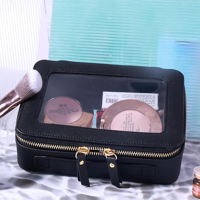 SANHECUN Toiletry bag waterproof cosmetic organizer with handle lagre opening for travelling