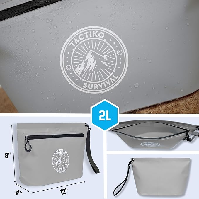 3-Pack Tactiko Heavy-Duty Splash Water Resistant Zipper Pouches - 3 L Hold-All Organizers for Dry Bags, Travel Bags (3, Yellow/Red/Gray)