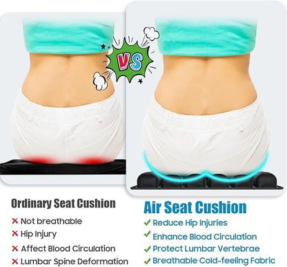 3D Inflatable Seat Cushion, Pressure Relief Design, Protect Lumbar Spine, Portable Travel Seat Cushion Wheelchair Pad for Car Seat, Office Chair, Wheelchair, Stadium