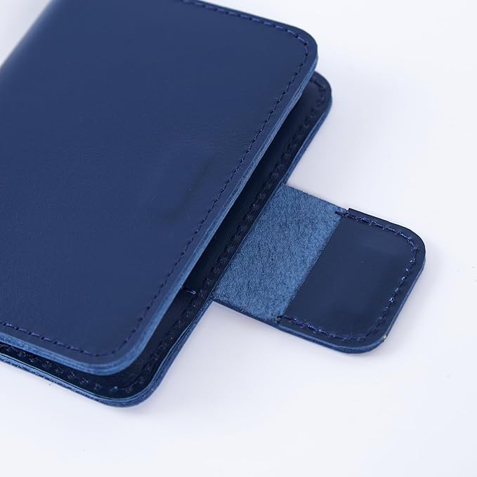 Leather Passport Wallets - Passport Holders for Travel Compatible with Airtag Passports Cover with Card Slots & Note Compartment, Magnetic Closure, Genuine Leather, Classic Blue