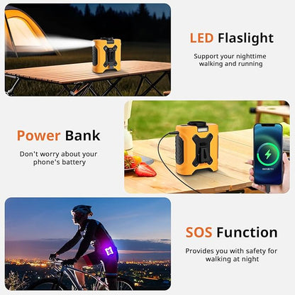 Portable Waist Fan 10000mAh Portable Waist Fan 18000RPM With Max 12H Working Time 5 Speeds adjustment with LED flashlight and Charging display Cooling for Outdoor Jobsite and etc(Yellow)