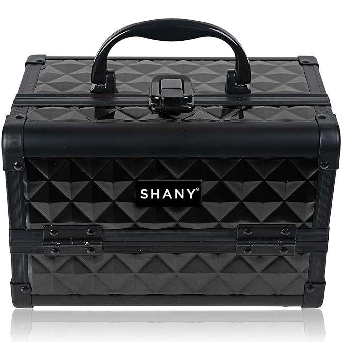 SHANY Chic Makeup Train Case Cosmetic Box Portable Makeup Case Cosmetics Beauty Organizer Jewelry storage with Locks, Multi trays Makeup Storage Box with Makeup Mirror - Twilight