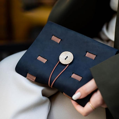 HARDISTON Custom Genuine Leather Electronic Cable Organizer Bag Handmade Travel Cord Organizer Roll Case for Hard Drives, Cables, Charger, Phone, USB, SD Card