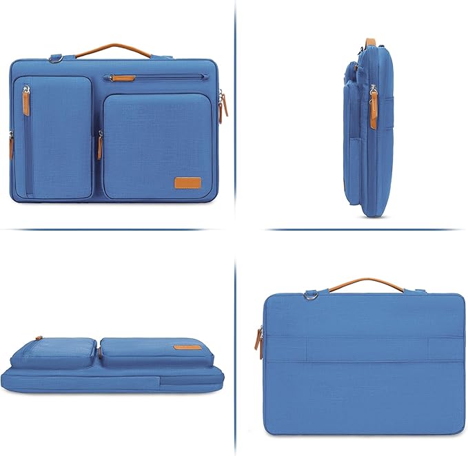 MOSISO 360 Protective Laptop Shoulder Bag,15-15.6 inch Computer Bags Compatible with MacBook Pro 16 inch, HP, Dell, Lenovo, Asus Notebook,Side Open Messenger Bag with 4 Zipper Pockets, Cadet Blue