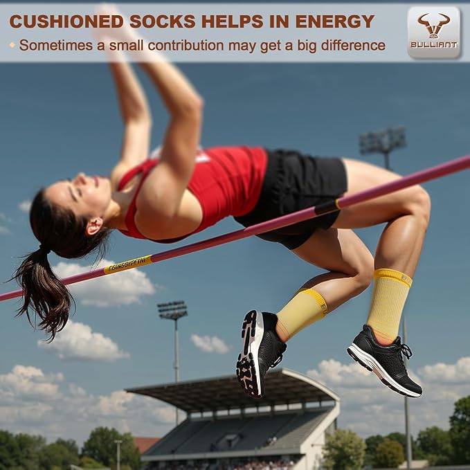 BULLIANT Compression Socks for Men 6Pairs, Athletic Crew Socks Cushioned For Men Sports Running-Arch Support