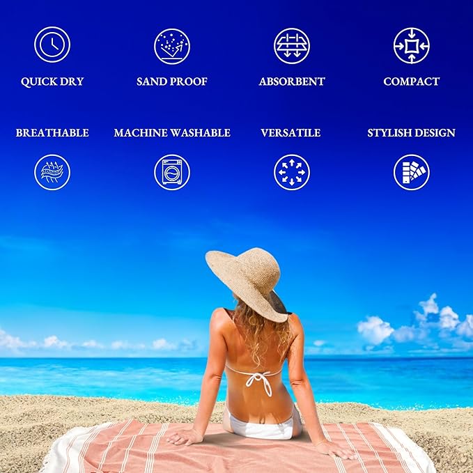 LANE LINEN Turkish Beach Towel 2 Pack, Oversized Beach Towel 39"x71", Beach Essentials for Women, Large Pool Towel, Absorbent & Quick Dry, Sand Free Beach Towel - Bird of Paradise