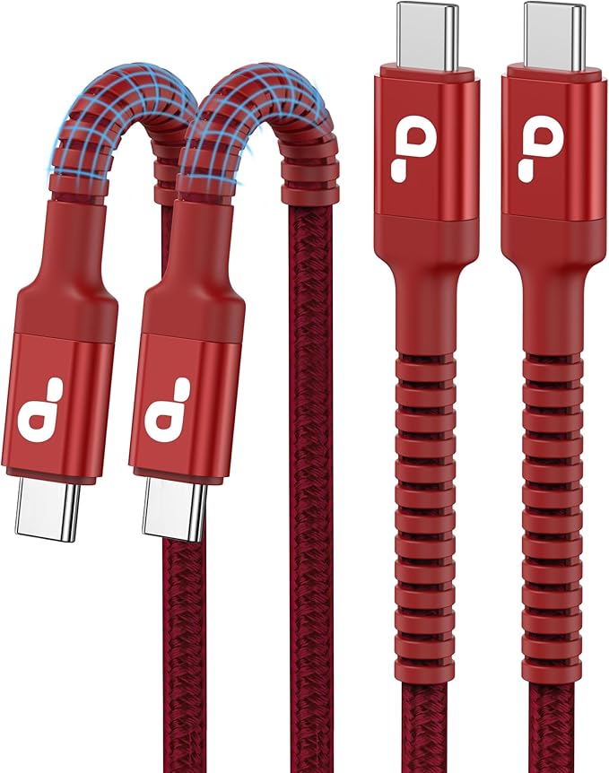 USB C to C Cable 10FT, 2Pack USB C Charger Cable, Long Type C Fast Charging Cable Nylon Braided USBC Charger Cord Compatible with iPhone 17/16/15/Pro/Plus/Pro Max/Samsung Galaxy S23/LG and More-Red