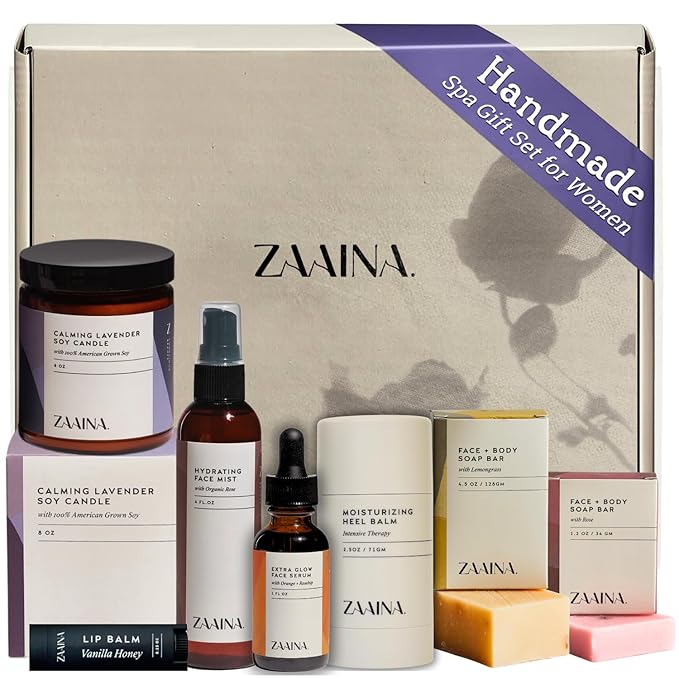 ZAAINA Spa Gift Set for Her - Relaxation Spa Kit for Women, Holiday Spa Gift Basket, Pampering At Home Bath and Body Self Care Spa Package, Christmas Gifts for Mom Wife, Spa Birthday Gifts for Women