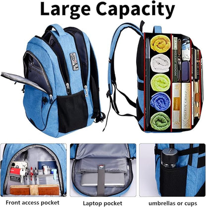 SHRRADOO Anti Theft Laptop Backpack Travel Backpacks with usb Charging Port for Women Men High School College Backpack Computer Bag Fits 17 Inch Laptop,Sky Blue