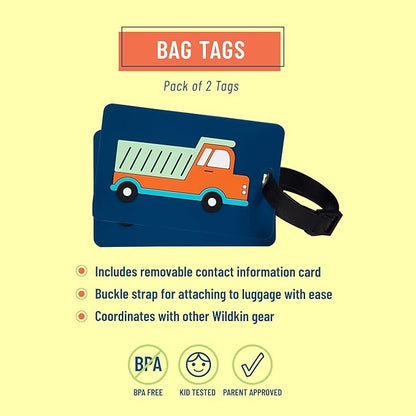 Wildkin Kids Luggage Tags – Set of 2, Durable Bag Tags w/Info Card for Suitcases & Backpacks - Transportation