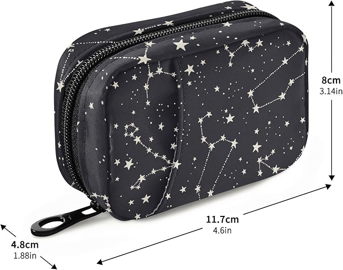 Black Stars Pill Organizer Box Case Container Holder 7 Days Weekly Travel Cute Vitamin Dispenser Sorter Planner Storage Small Compact Men Women