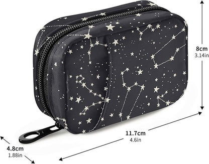 Black Stars Pill Organizer Box Case Container Holder 7 Days Weekly Travel Cute Vitamin Dispenser Sorter Planner Storage Small Compact Men Women