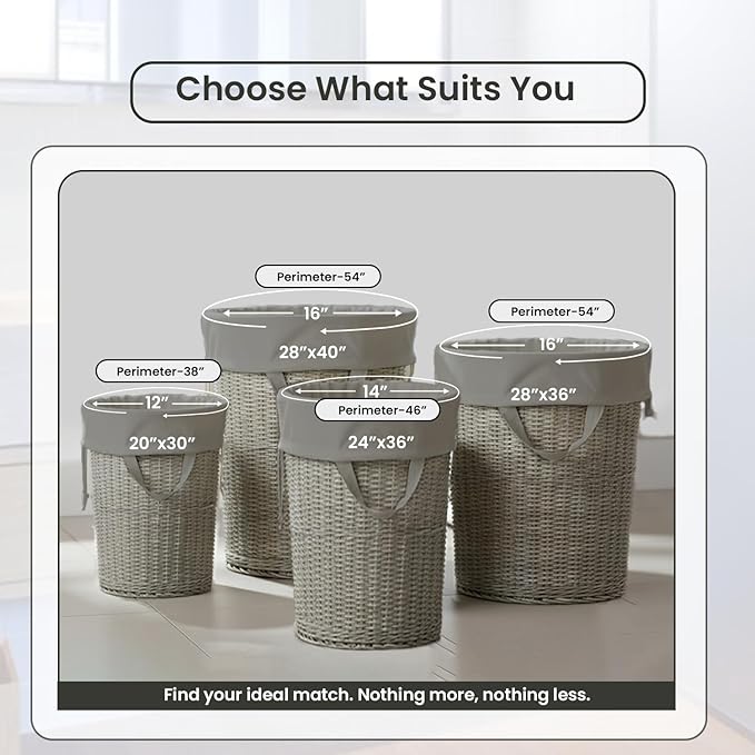 LFH Home Cotton Canvas Large Laundry Bag with Handle, Heavy Duty Drawstring Closure Washable Laundry Bags, School Travel, Home, Hotel, College Dorm, Organizer Sack, Toys Clothes 28x36 (Pack of 2)-Grey