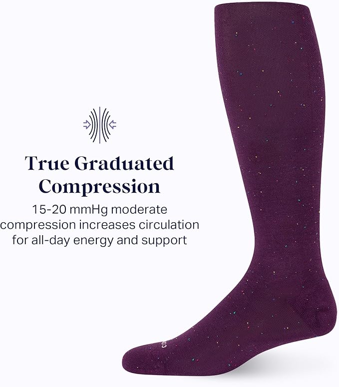 Comrad Recycled Cotton Knee High Socks - 15-20mmHg Graduated Compression Socks - Soft & Breathable Support Socks, Unisex