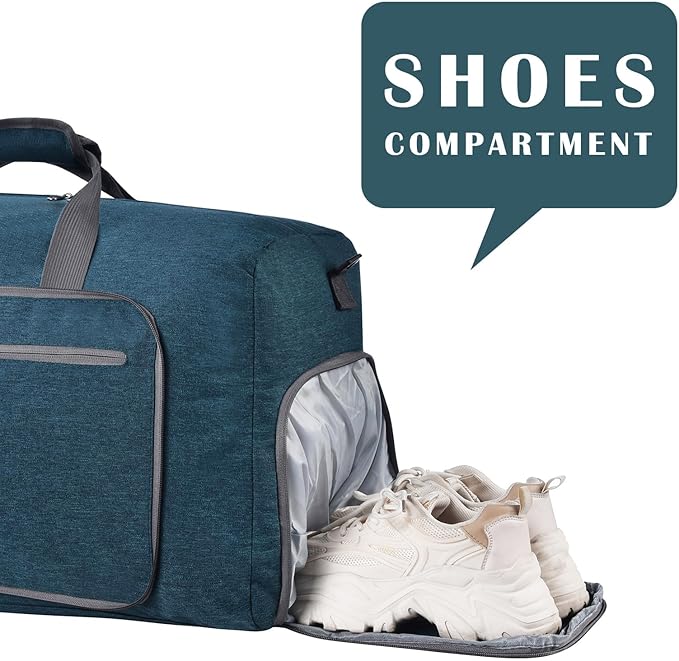 Felipe Varela Duffle Bag with Shoes Compartment and Adjustable Strap,Foldable Travel Duffel Bags for Men Women,Waterproof Duffel Bags