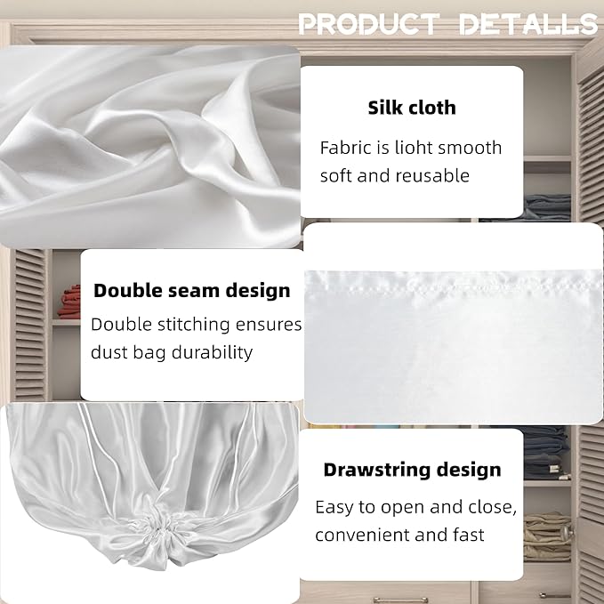 12 Pack Dust Bags For Handbags Travel Storage Pouch, Purse Dust Bags For Storage, Silk Dust Covers With Drawstring For Purse Shoes Boots