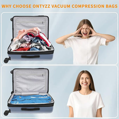 ONTYZZ Three Pack Blue TPU Vacuum Bag for Travel Reusable Compression Bag with IPX8 Waterproof Zipper Durable Space Saver Bag，Large with Air pump