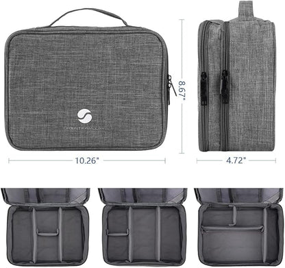 ORIENT FAMULAY Travel Organizer, Waterproof Cable Bag for Electronic Accessories Double Layer Large Shockproof Storage Bag for Cord, Hard Disk, Power Bank, Tablet -Gray
