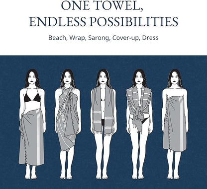 LANE LINEN Turkish Beach Towels for Women, Set of 6 - Large 39"x71", Pre-Washed, No-Shrink, Sand-Free, Quick Dry, Lightweight, Soft Beach Bath Towels - Vintage Beach