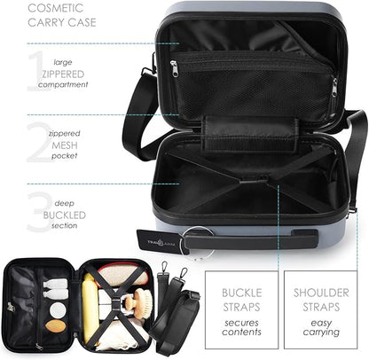 TRAVELARIM 22 Inch Carry On Luggage 22x14x9 Airline Approved, Small Carry On Suitcase, Hard-shell Carry-on Luggage with Wheels, Durable Grey Luggage Carry-On with Cosmetic Case and Luggage Scale