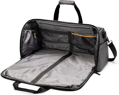 Halfday Convertible 2-in-1 Premium Garment Duffel Weekender Bag 45L | Wrinkle-Free Travel, Hanging Suit Compartment, Shoe Pockets, Trolley Sleeve. Balistic Nylon Carry-On, Ash