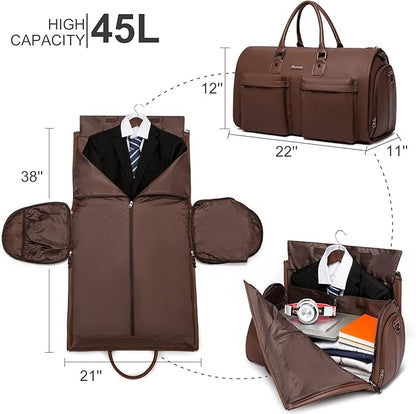 Modoker Garment Bags for Travel Carry on Duffle Bags for Airplane Weekender Suit Bags for Men Travel,2 in 1 Travel Duffel ang Garment Bags for Hanging Clothes,Black