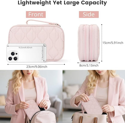 Skycase Tech Pouch - Lightweight Electronics Organizer Travel Case, Double Layers Travel Cable Organizer, All-in-One Storage Bag for Charger, Cord, Phone, Flash Drive, Accessories