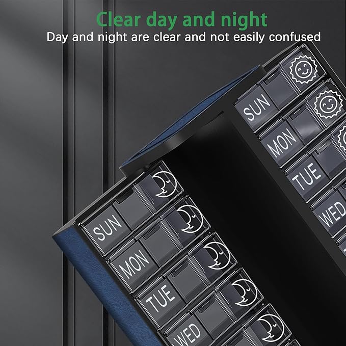 Pill Organizer 2 Times a Day, Am Pm Twice Daily Pill Case, Detachable Large Travel Pill Box 7 Day, Weekly Pill Container for Vitamin Medicine Supplement Fish Oil (Red and Blue)