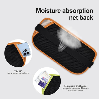 RFID Blocking Money Belt for Men Women, Slim Fanny Pack for Travel，Running,Conceal Waist Wallet for Passport Holder,Phone,Cash(Brown Orange)