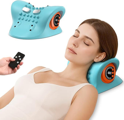 Neck Massager 2025 Portable Neck Traction Device, Cervical Stretcher with Heating & Vibration – Relieve Muscle Tension,3-in-1neck Pillow Customizable Massage Modes with Wireless Remote Control