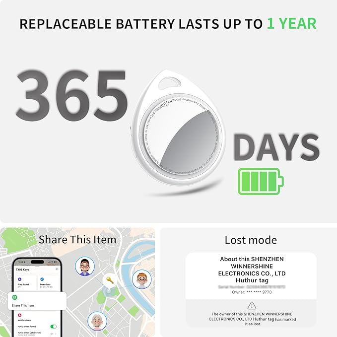 Tracker Tags-16 Pack, 5.3 Bluetooth Tracker Work with Apple Find My (iOS Only), 100dB Sound Finder, Smart Tags with Keychain/Lanyard, Item Finder for Luggage/Key/Suitcase, Replaceable Battery.