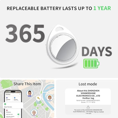 Tracker Tags-16 Pack, 5.3 Bluetooth Tracker Work with Apple Find My (iOS Only), 100dB Sound Finder, Smart Tags with Keychain/Lanyard, Item Finder for Luggage/Key/Suitcase, Replaceable Battery.