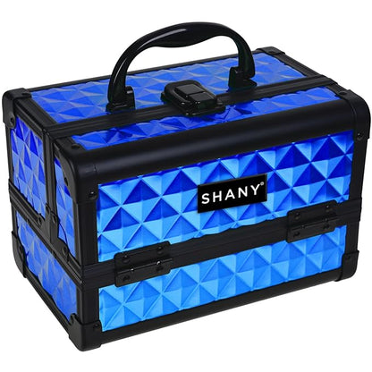 SHANY Chic Makeup Train Case Cosmetic Box Portable Makeup Case Cosmetics Beauty Organizer Jewelry storage with Locks, Multi trays Makeup Storage Box with Makeup Mirror - Peacock Blue