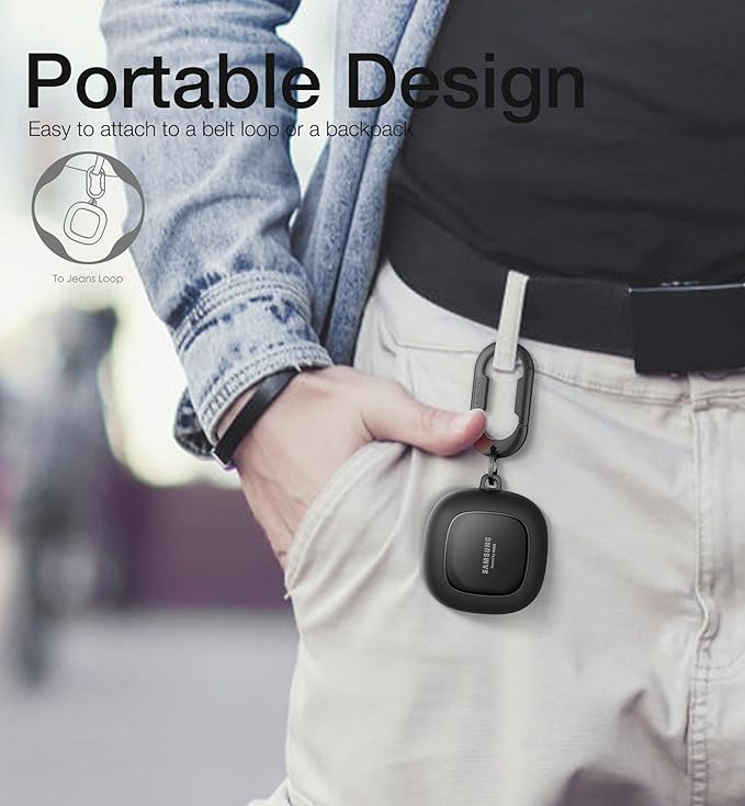 SURITCH Protective Case for Samsung Galaxy Buds FE(2023)/Buds 2 Pro(2022)/Buds 2(2021)/Buds Pro(2021)Buds Live(2020), Shockproof Sturdy Earbuds Cover for Charging Case with Heavy-Duty Carabiner, Black