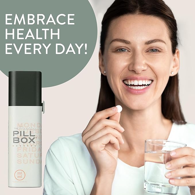 Pretty Pill Box Set - Stylish & Compact Daily Pill Organizer, Medication Pill Case, Pill Container for Vitamin Management, Pill Holder, Travel Essentials for Women & Men - Steele