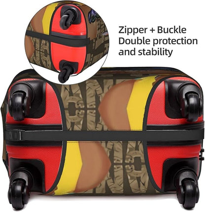 Luggage Cover Protector, Anti-scratch Suitcase Cover, Medium, African American Afro Black Girl, Water Repellent, Zippered Securing System, Durable Polyester, Fits 22-24 Inch Luggage