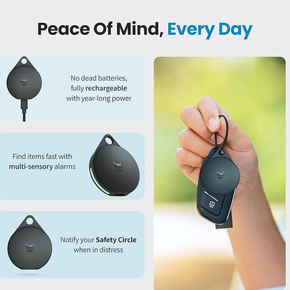 Pebblebee Clip Universal (2024) - Rechargeable Mini Item Tracker Tag | Alternative to Air Tag & Android Trackers | 12-Month Battery Life | Works with Android & iOS Find My Apps | LED & Sound Alerts