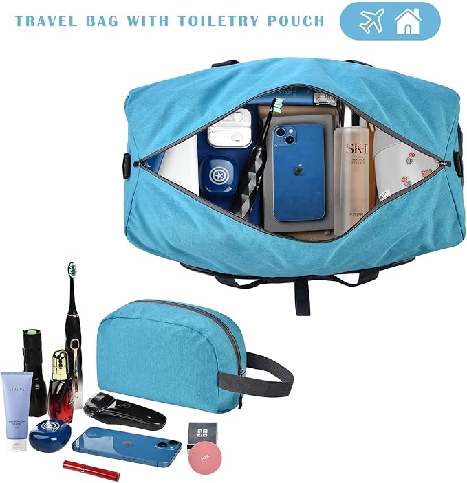 Felipe Varela Duffle Bag with Shoes Compartment and Adjustable Strap,Foldable Travel Duffel Bags for Men Women,Waterproof Duffel Bags