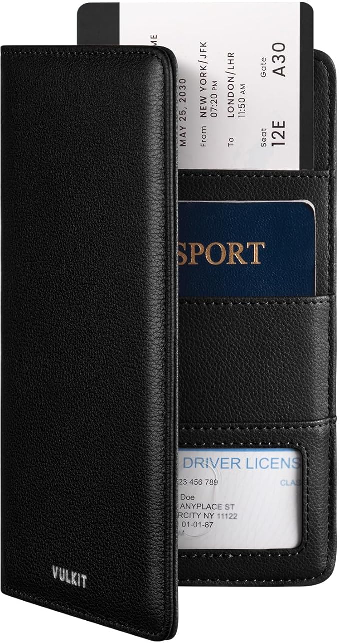 VULKIT Passport Holder Wallet RFID Blocking Travel Wallet for Men & Women