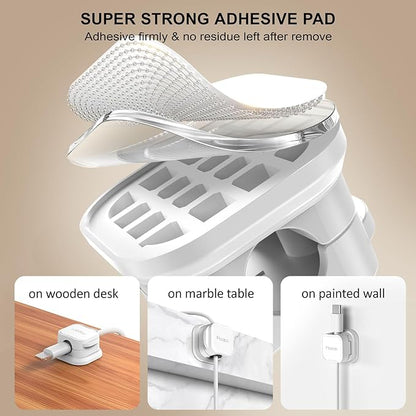 15 Pack Magnetic Cable Clip Organizer Cord Holder, Picozon Adhesive Cable Management, Wire Phone USB Charger Cable Holder, Keeper Organizer for Office Home Desktop Table - White