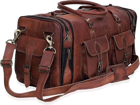 Handmade Vintage Travel Luggage 30 Inch Duffel Gym Sports Bag Weekender Travel Overnight Carry One Duffel Bag For Men (32 inch large)
