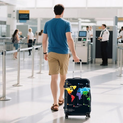 WUJIAONIAO Travel Luggage Cover Baggage Suitcase Cover Protector Skins 18-32 Inch (map, L (for 25-28 inch luggage))