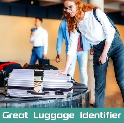 Slohif Luggage Straps for Suitcases Travel Belt Accessories Luggage Connector Identifiers Over Handle with Buckle Unique Boho Nylon Adjustable Strap for Sleeping Bag Car Seat Color Leaf (2 Pack)