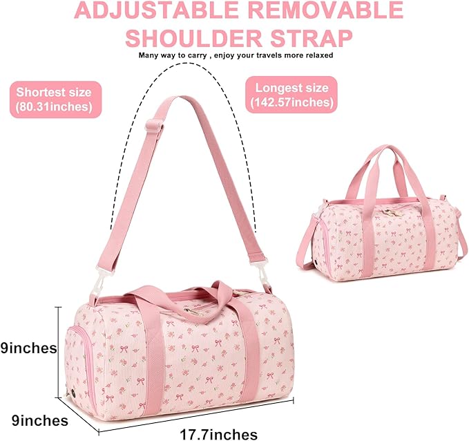 BLUBOON Duffle Bag Girls Kids Cute Gym Bag with Shoes Compartment & Wet Separation Waterproof Sports Overnight Travel Bag