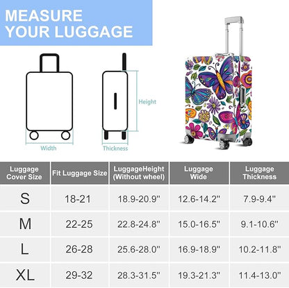 FOREVER QUEEN Colorful Butterfly Luggage Cover Suitcase Protector Suitcase Cover Anti-Scratch,Stretchable Bag Cover Washable Durable Polyester