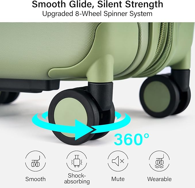 Hanke Expandable 28 Inch Luggage with Spinner Wheels, Hardside Large Suitcase, All-PC Hard Shell Checked Luggage, TSA Lock, Durable Checked-Large (Bamboo Green, 114L)